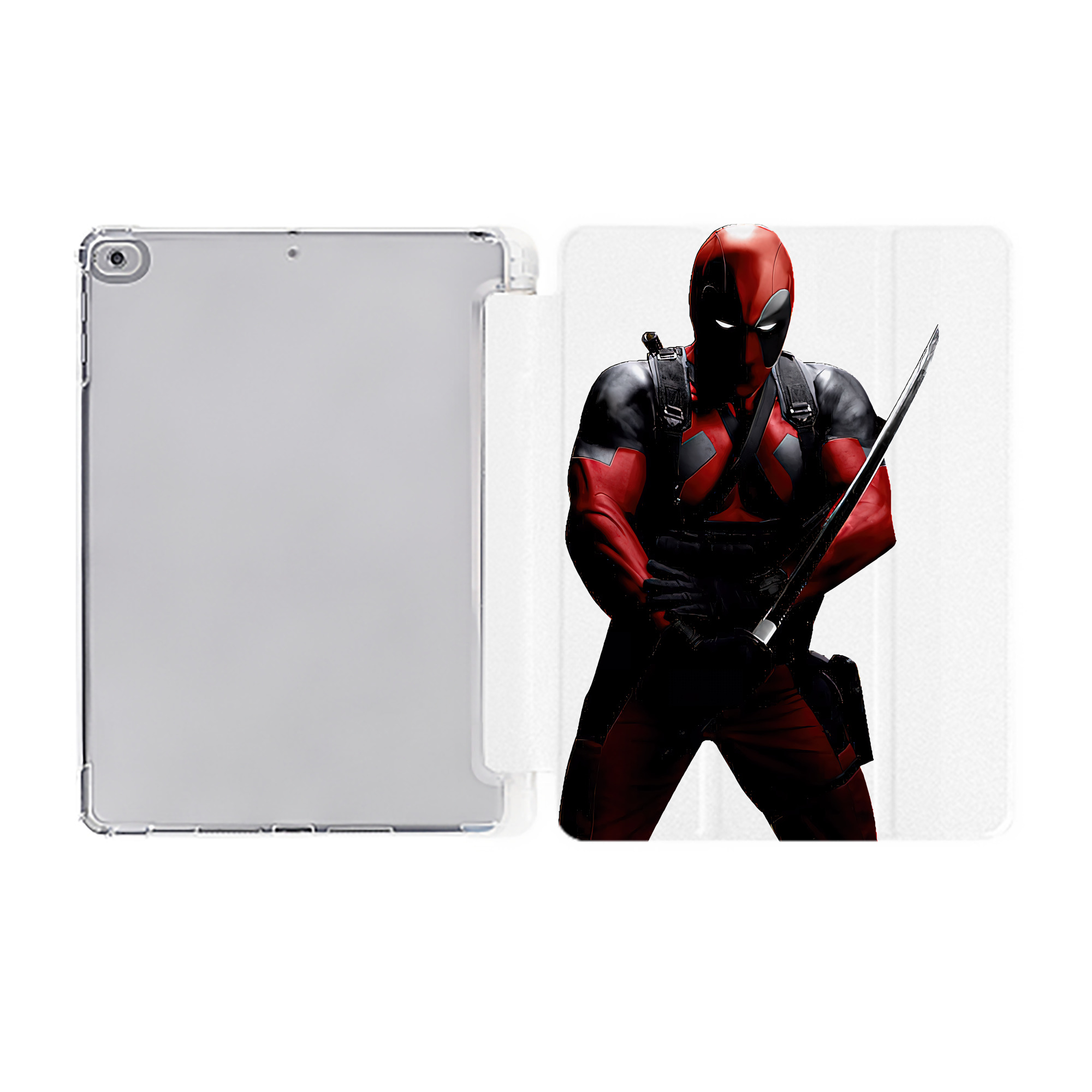 （画像用） Deadpool デッドプール IPad ケース ペン収納付き 三つ折りスタンド PUレザー×シリコン 対応機種9.5/10.5/10.9インチ